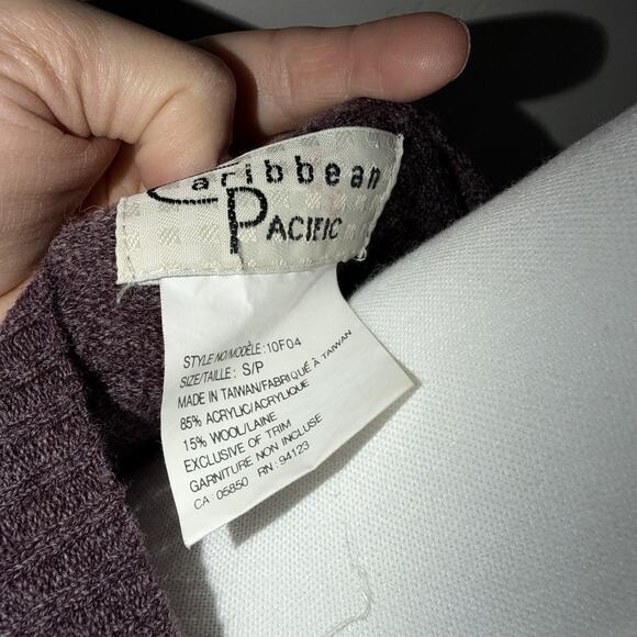 VTG Caribbean Pacific Womans V-neck Sweater Sz S Wool Blend Sequins Autumn Color - Picture 5 of 8